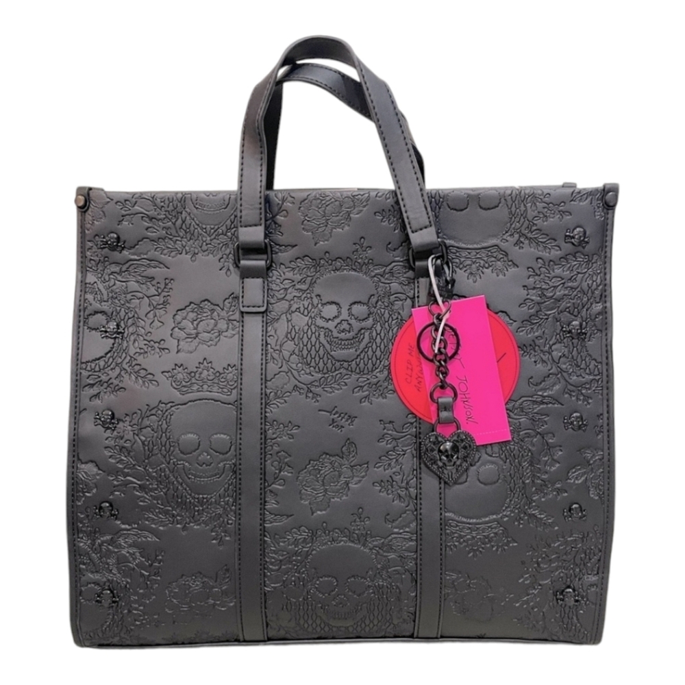 🖤▪️ Betsey Johnson ▪️Black embossed XOMATTIE Skull roses Tote Bag w/ Crossbody